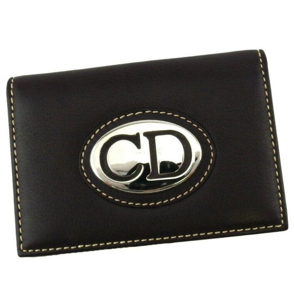 DIOR Card Case CD Plate Leather Auth Used T19427 - Picture 1 of 8
